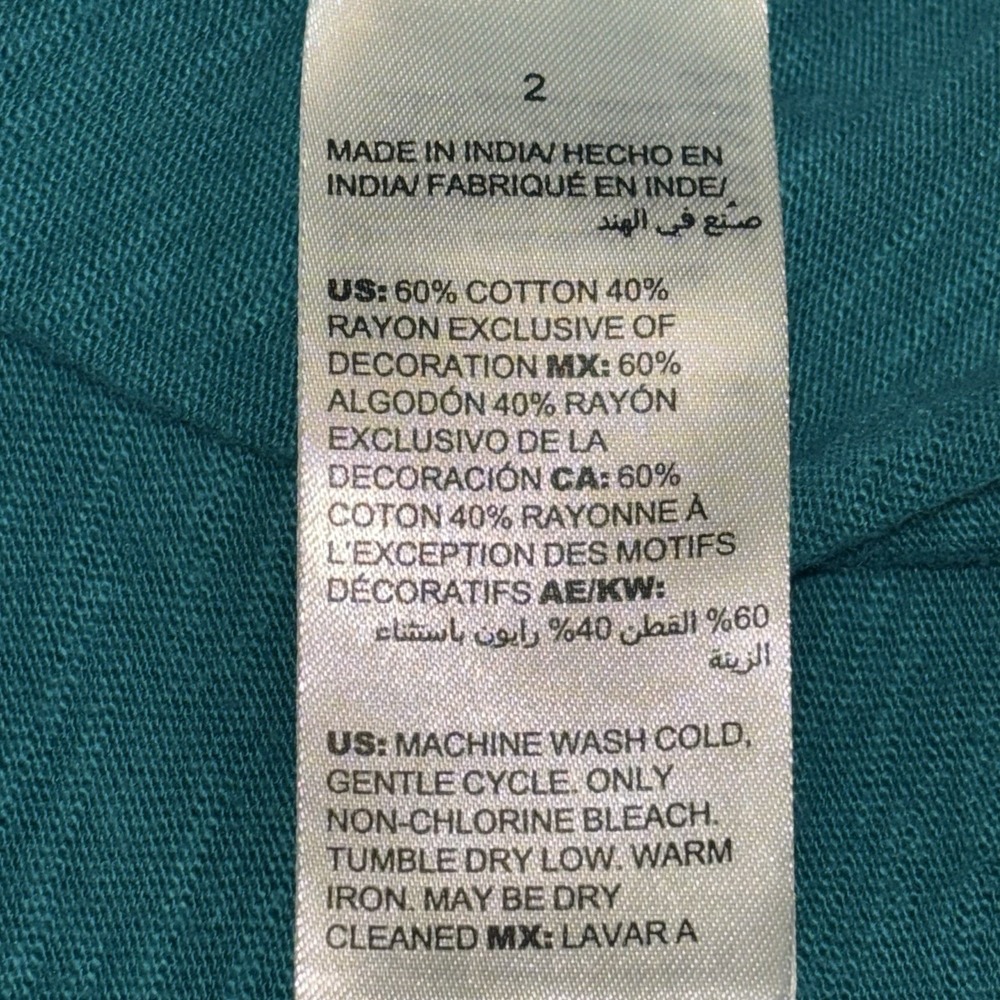 Chico's Lace Crocheted V-Neckline Tunic 3/4 Sleeve Womens Size Large Turquoise - Picture 5 of 5